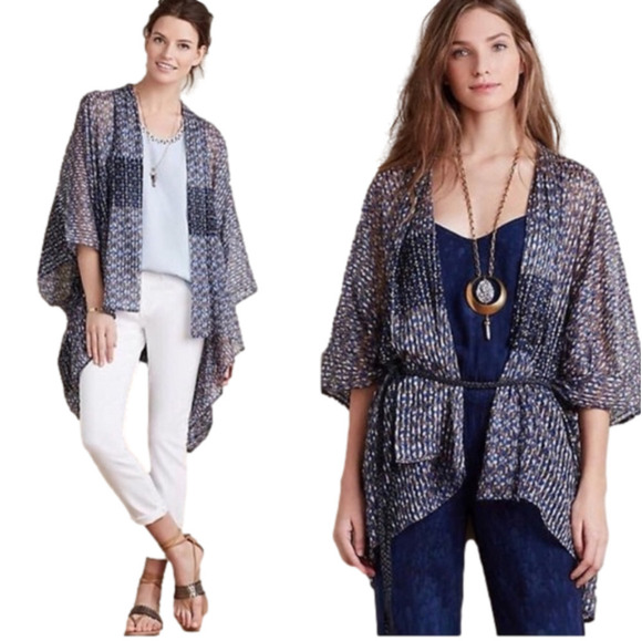 Anthropologie Shadow Stripe Kimono - Picture 1 of 9